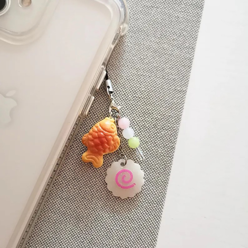 Tteokbokki Rice Cake - น่ารักญี่ปุ่น Street อาหารโทรศัพท์ Lanyard Charms Taiyaki